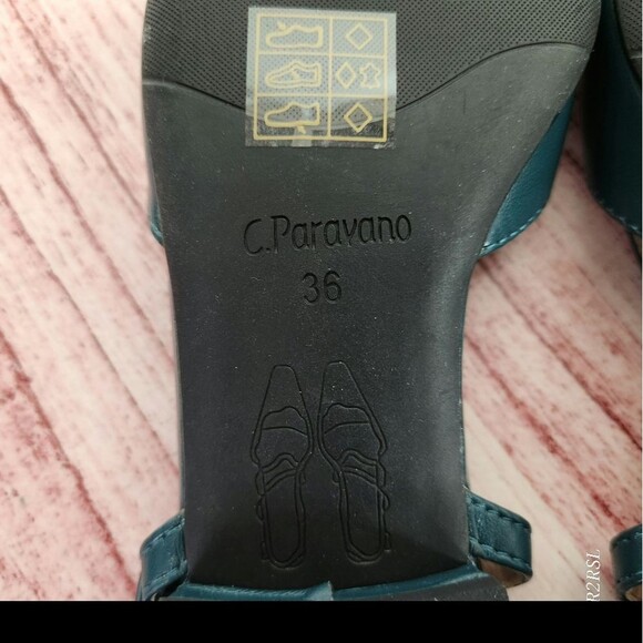 C. Paravano Slingback Flats women's size 36/US 5.5 black/dark tourquoise NWOT - Picture 7 of 9